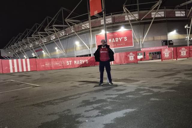 Stuart Bull outside St Mary's, home of Southampton. 