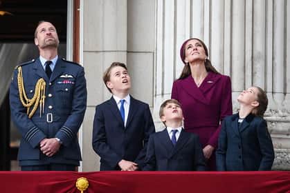 Prince William with Prince George, Prince Louis, the Princess of Wales and Princess Charlotte at Buckingham Palace.