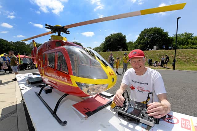 Greg Fitzpatrick was showing off a spectacular 1/4 scale model of the air ambulance that he built himself.