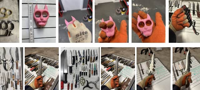 The haul of brutal weapons recently deposited in the Police and Crime Commissioner’s surrender bins
