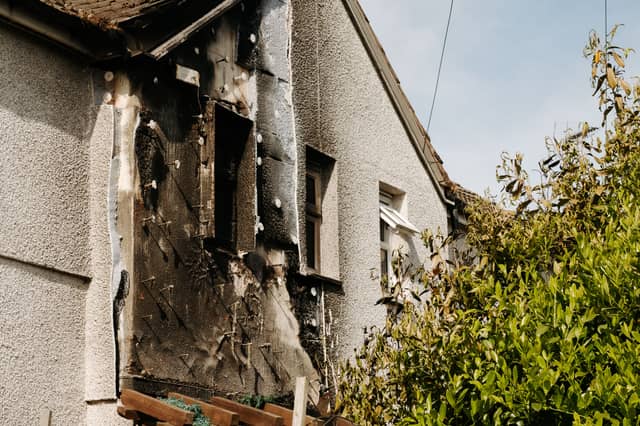 The aftermath of a house fire in Holyhead Road, Wednesbury.