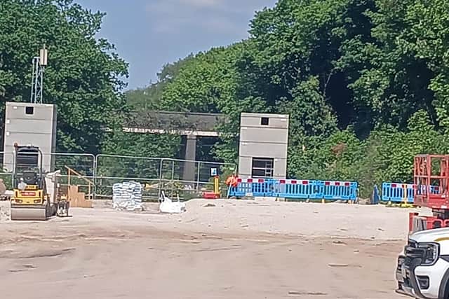 Moseley Village Station site with two lift shafts installed. PIC: West Midlands Combined Authority