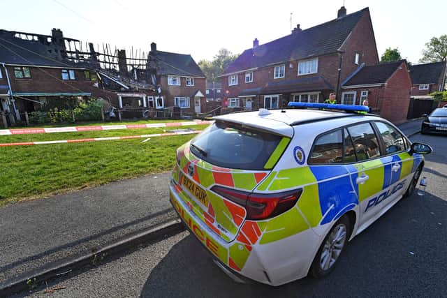 The scene following the house fire at Shrewsbury close, Bloxwich.