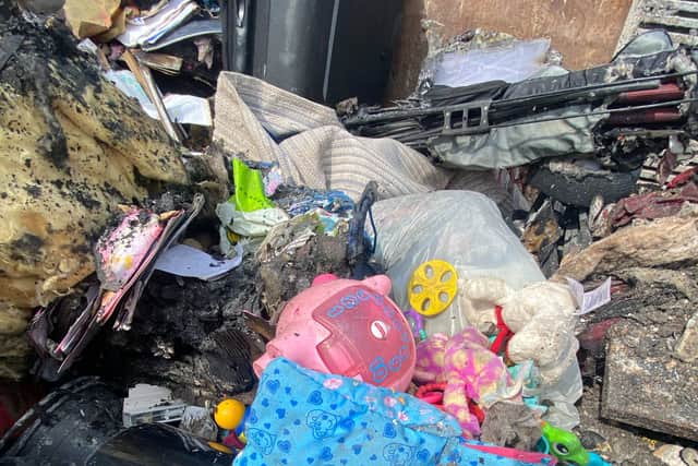 Fire damaged belongings.