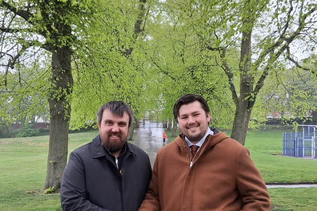 Dudley Lib Dem leader Councillor Ryan Priest (right) welcomes his latest recruit on Dudley Council, Councillor Luke Hamblett. Picture: Dudley Lib Dems