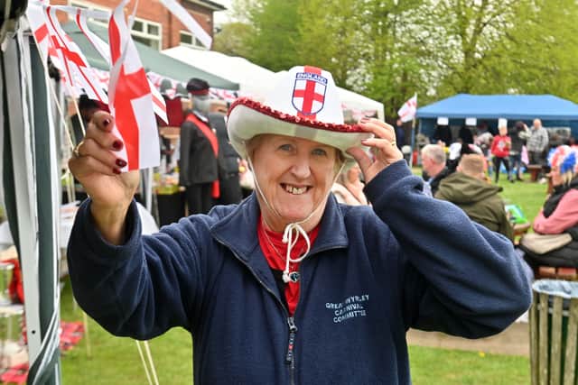The St George's Day Parade in Great Wyrley. Pauline Kelsey from the Committee.