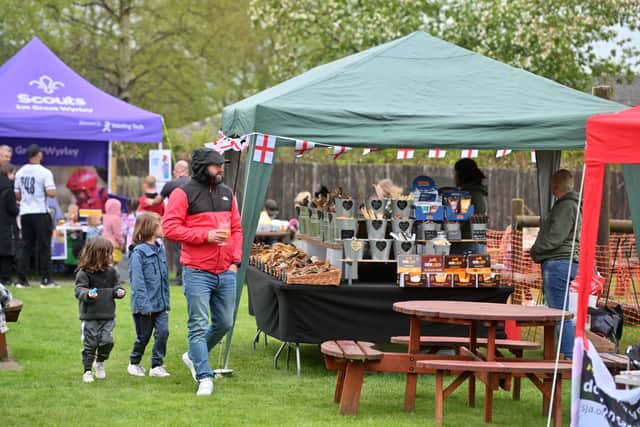 St George's Day Parade in Great Wyrley, organised by the Carnival committee, and finishing with a fete at Harrisons Club.