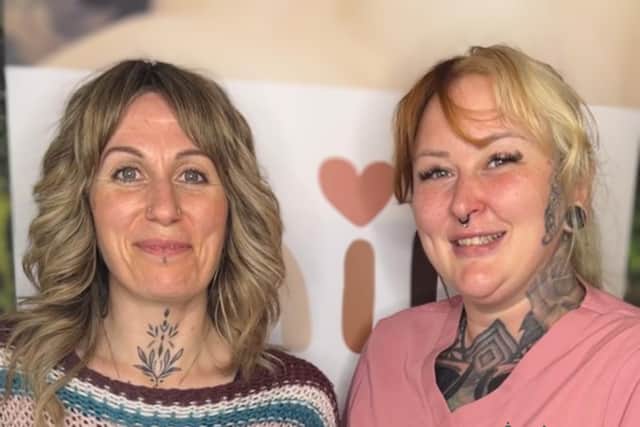 Lauren getting certified from the areola academy founder Lucy Thompson.