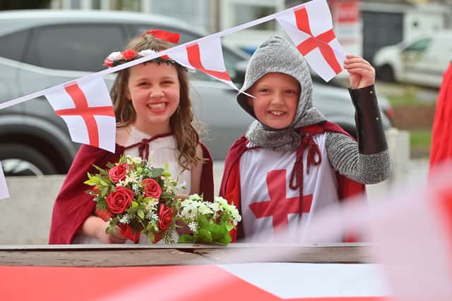 Mia Forrester 10 and Freddie Whittaker 9 as St George and his English Rose. 