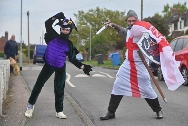 Emily Ward, aged 10 and Ricky Tarbuck in battle.