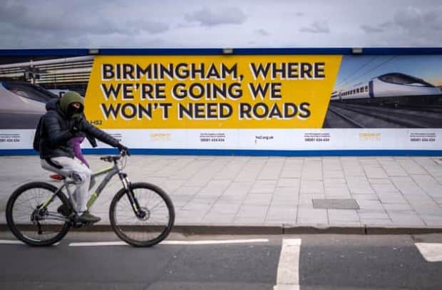 Hoardings surround the site of the Birmingham High Speed Rail 2 station construction site at Curzon Street on March 22, 2023 in Birmingham | Getty Images
