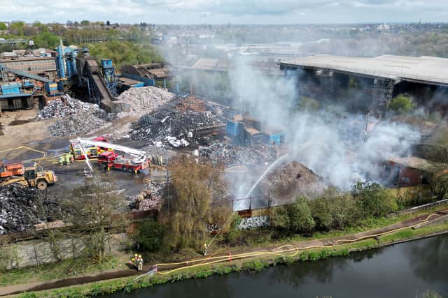 Scenes from the fire off Rabone Lane, Smethwick.