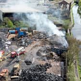Drone pictures taken on Sunday of the fire scene