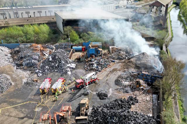 Drone pictures taken on Sunday of the fire scene
