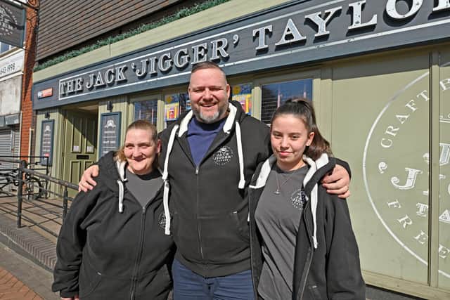 Local pub licensee Jamie Smith with Lisa Harrison (left) and right Lottie Fereday (right)