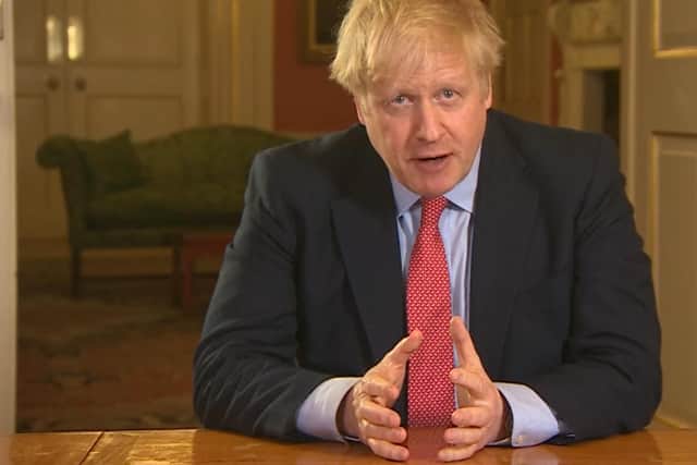 Former Prime Minister Boris Johnson's lockdown announcement. Photo: PA Video/PA Wire
