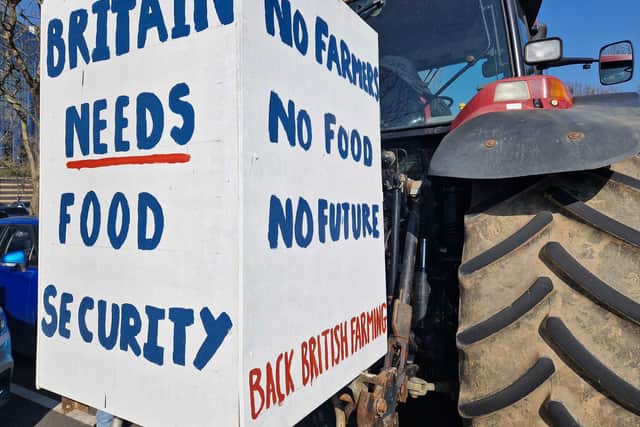 Farmers staged a protest outside Telford & Wrekin Council's offices on Monday. 