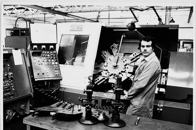 Tony Hampton on a numerical control lathe at Fischer Bearings Co. Ltd, 1979