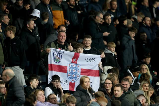 WEST BROMWICH, ENGLAND - MARCH 24: England fans during the Men's U21 international match between England and Portugal at The Hawthorns on March 24, 2025 in West Bromwich, England. (Photo by Adam Fradgley/West Bromwich Albion FC via Getty Images)