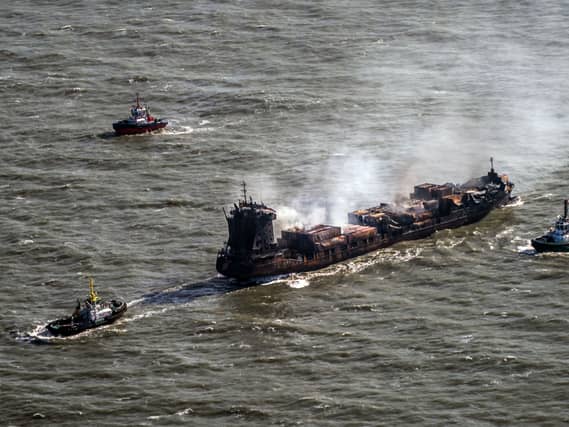 Damaged Ship Container ship severely damaged in North Sea collision to be towed to ...