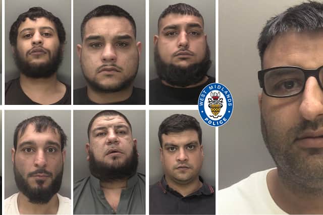 Clockwise from top left - Mohammed Butt, Anwar Awais, Nowshad Mohammed, Sohail Hussain, Mohammed Imran Khan, Mohammed Ishaq, Riaz Mohammed, Kaleem Khan and Ahmed Iqbal. Photo: West Midlands Police