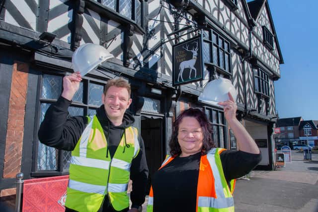 Jamie Newbold and Marie Simmonds mark the start of the refurbishment work