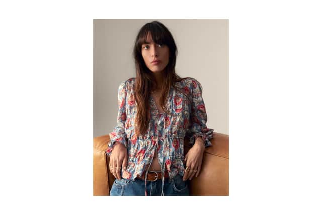 Per Una Pure Cotton Floral V-Neck Tie Front Blouse £39.50