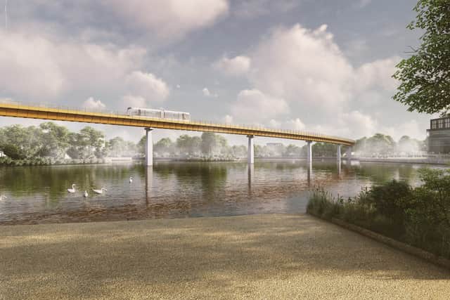An artists impression of a planned new HS2 link at Birmingham Airport