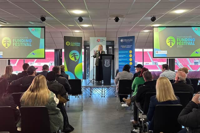 Rachel Wood, Stoke-on-Trent and Staffordshire Growth Hub Manager speaks at the Staffordshire Funding Festival