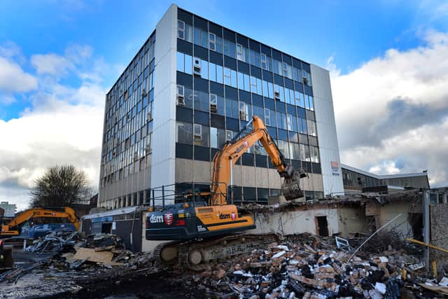 The former police station pictured upon its demolition in 2019
