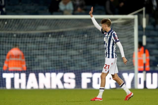 Isaac Price waves to The Hawthorns faithful. (Photo by Adam Fradgley/West Bromwich Albion FC via Getty Images)