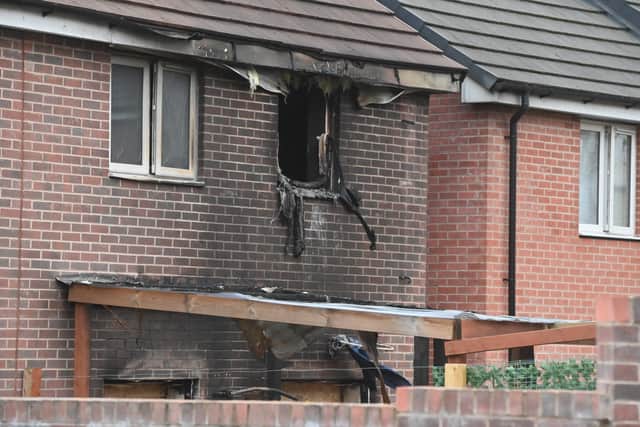 Damage can be seen at the back of the property