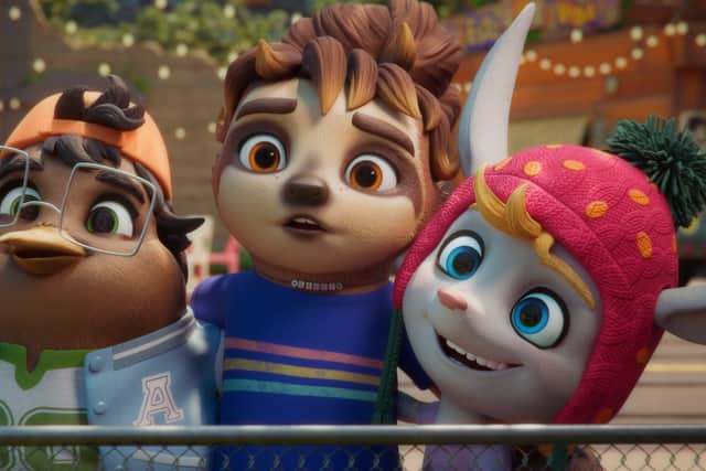 The Sloth Lane: Arlo (voiced by Matteo Romaniuk), Laura (Teo Vergara) and Kayleigh.