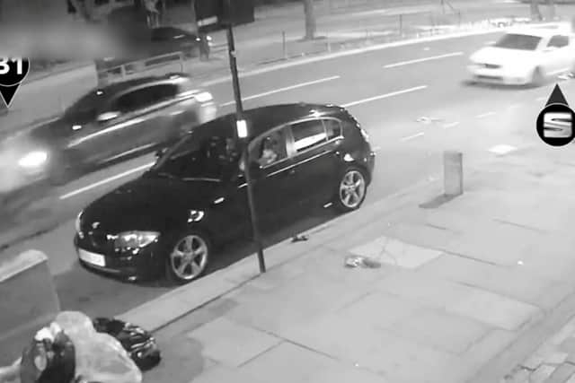 CCTV captures the Seat Leon driven by Abdirahman Ibrahim pursuing the e-bikes.