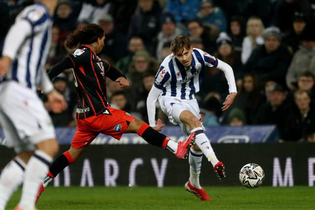 Isaac Price in action for West Brom against Blackburn Rovers (Photo by Adam Fradgley/West Bromwich Albion FC via Getty Images)