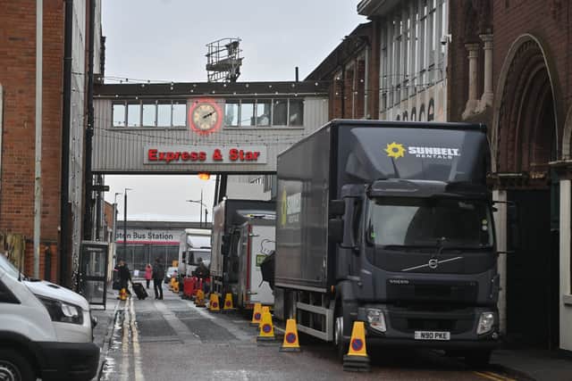 The old Express & Star building where filming took place, complete with a fake Gazette news sign