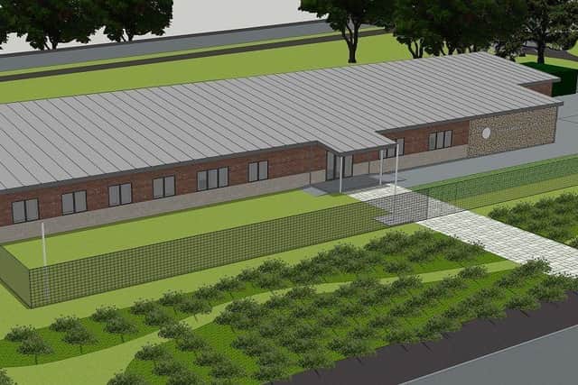 Graphic image of the completed building.