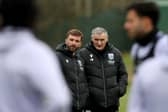 Tony Mowbray Head Coach of West Bromwich Albion speaks to James Morrison First Team Assistant Coach (Photo by Adam Fradgley/West Bromwich Albion FC via Getty Images)
