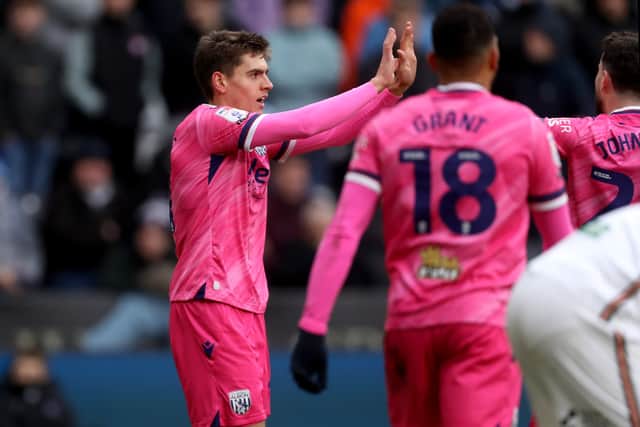 Tom Fellows celebrates his goal for West Brom at Swansea (Photo by Adam Fradgley/West Bromwich Albion FC via Getty Images)