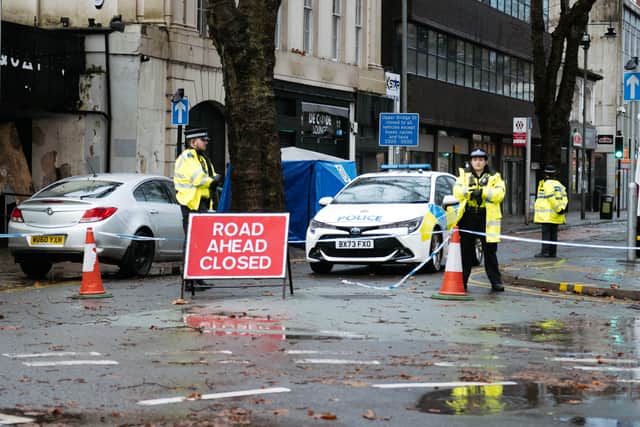 Police at the scene on Lichfield Street following the incident