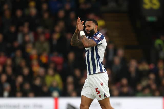 Kyle Bartley applauds the travelling Albion fans following defeat at Watford last time out, just a first in 13 games. Albion have only won twice in 15, however. (Photo by Adam Fradgley/West Bromwich Albion FC via Getty Images)