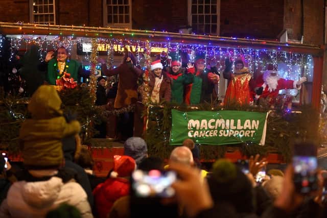 Bridgnorth Christmas Tractor Run as it passes Bridgnorth High Street.