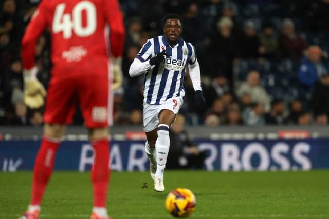 West Brom's Josh Maja on the ball (Photo by Adam Fradgley/West Bromwich Albion FC via Getty Images)
