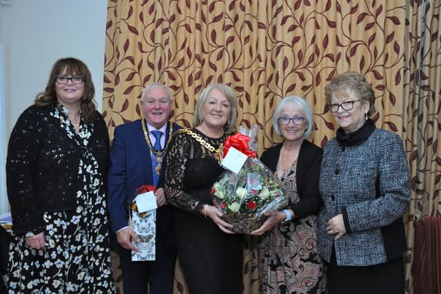 Councillor Linda Leach with some of the winners on the night