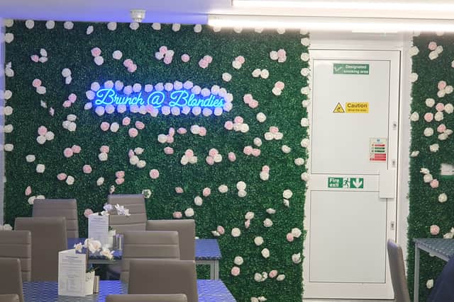 The café is comfortable and colourful throughout
