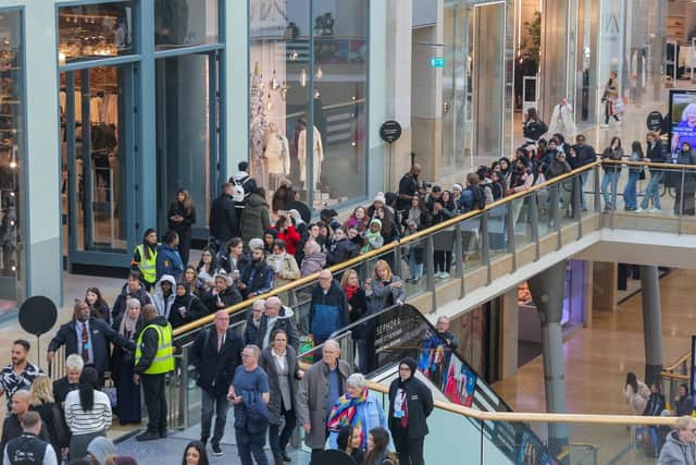 Large queues at Birmingham's Bullring shopping centre for the unveiling of a new Sephora store on November 13 2024
