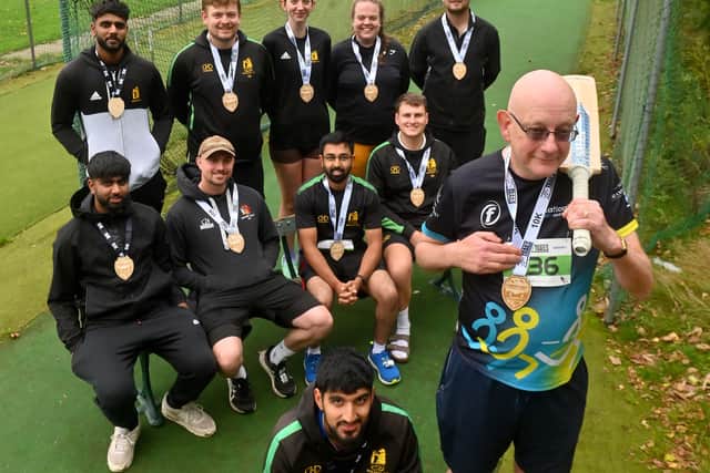 Walsall Cricket Club first team captain Hashim Iqbal with Nick Bryars, Kav Kanji, Jack Zilch, Anaesh Patel, Sam Basnett, (back)Rajeev Kanji, Dan Betty, Lucy Cowdell, Emma Betty and Matt Betty.