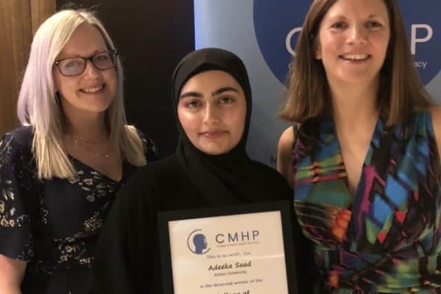 Adeeka Saad has won the College of Mental Health Pharmacy (CMHP) Undergraduate Project award
