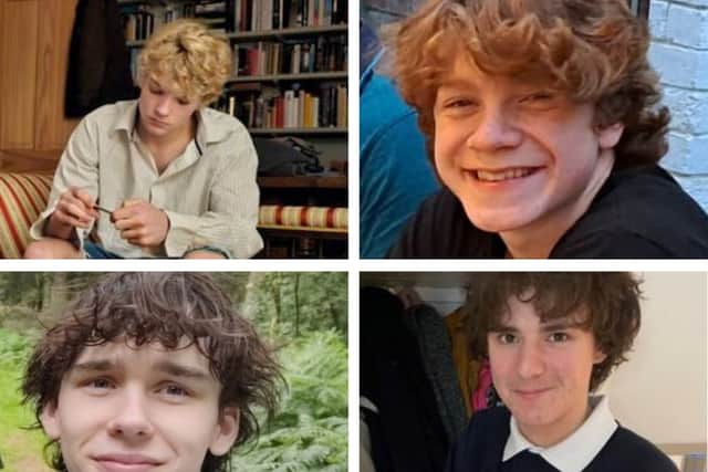 Clockwise from top left: Jevon Hirst, Wilf Fitchett, Harvey Owen and Hugo Morris. Photo: North Wales Police