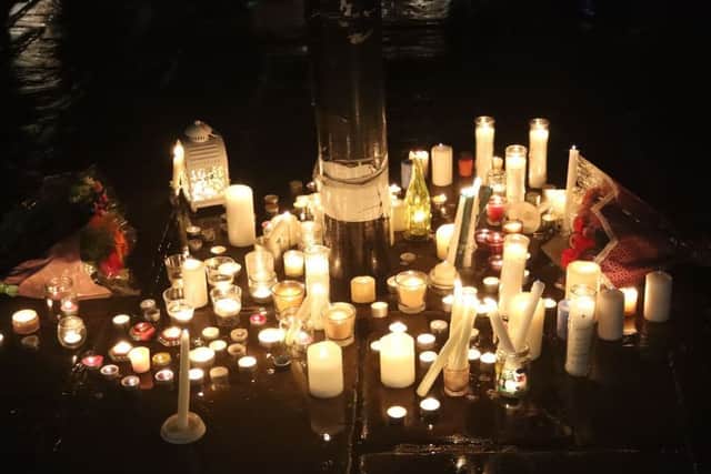 Candles were placed in The Square in Shrewsbury at a solemn vigil for the boys, which was attended by hundreds